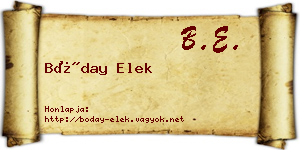 Bóday Elek névjegykártya